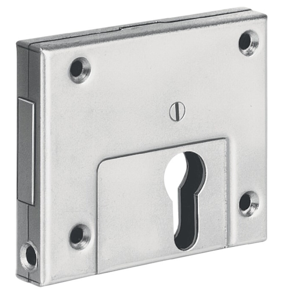 AMF Riegelschloss 49, mit Flachschliessblech, DIN links / rechts PZ, Dornmass 60 mm Produktabbildung: AMF Riegelschloss 49, mit Flachschliessblech, DIN links / rechts PZ, Dornmass 60 mm