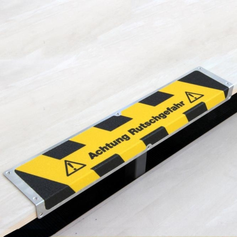 Produktabbildung: Anti-Rutschkantenprofil 'Achtung Rutschgefahr', LxB 635 x 120 mm