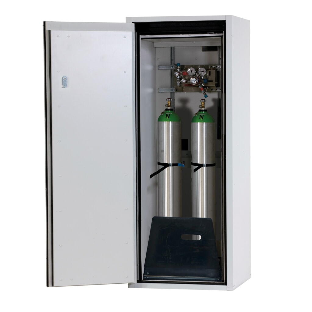 asecos® Gasflaschenschrank G-ULTIMATE-90 WD, mit Flaschenhalter, HxBxT 1.450 x 598 x 615 mm, für 2 x 10 Liter Flaschen Produktabbildung: asecos® Gasflaschenschrank G-ULTIMATE-90 WD, mit Flaschenhalter, HxBxT 1.450 x 598 x 615 mm, für 2 x 10 Liter Flaschen