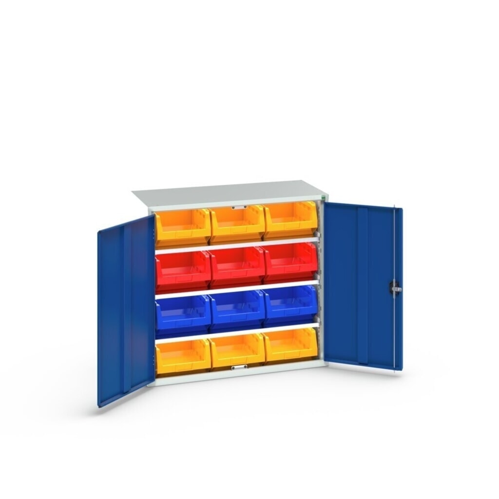 Produktabbildung Nr. 3: bott verso Magazinschrank, mit 3 Fachböden und 12 Sichtlagerkästen, BxTxH: 1050 x 550 x 1000 mm