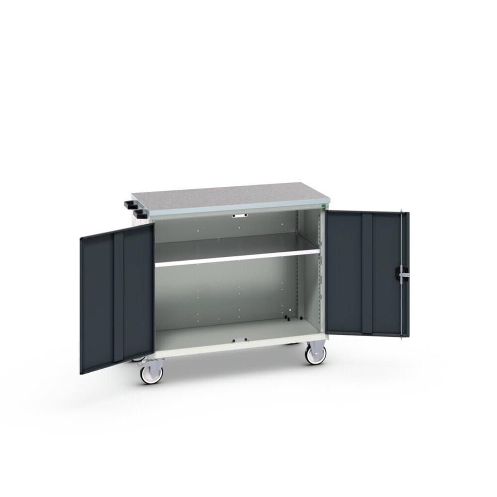 Produktabbildung Nr. 2: bott verso Werkstattwagen, mit 2 Türen, Fachboden und Linoleum-Top, BxTxH: 1050 x 600 x 980 mm