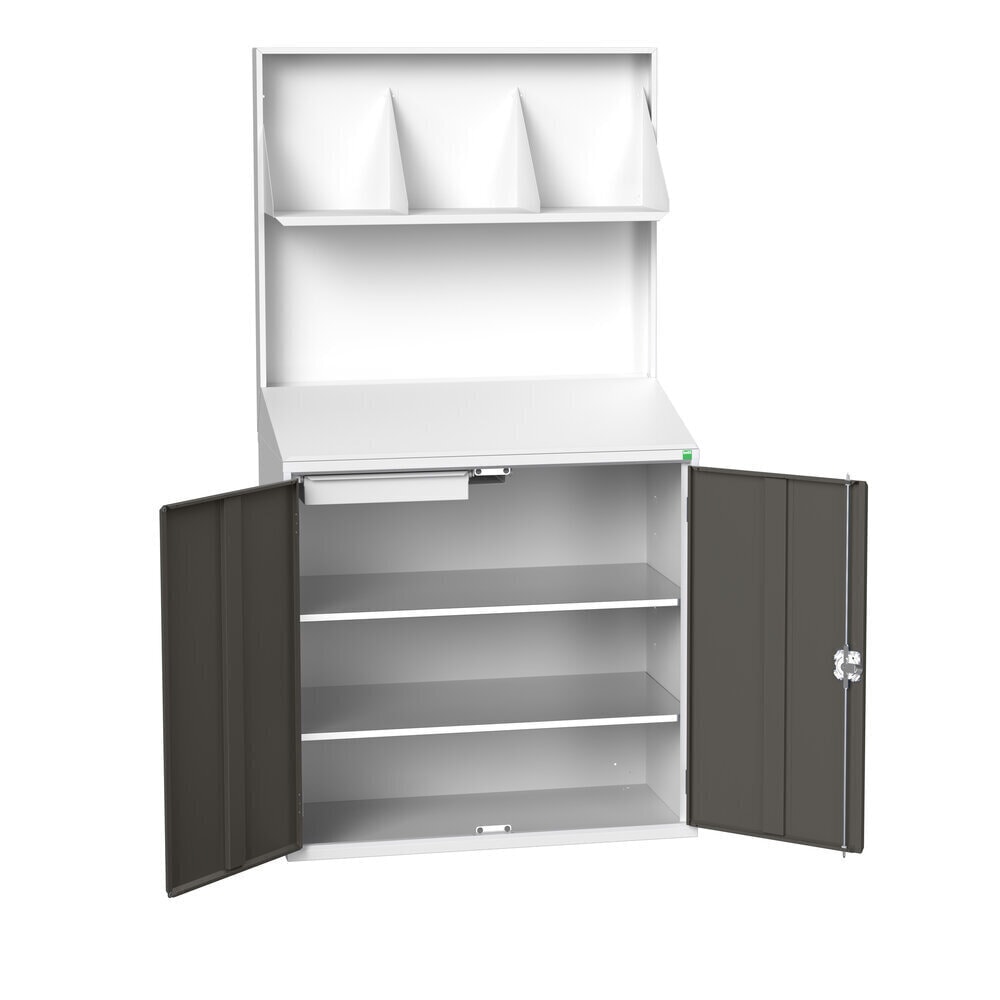 Produktabbildung Nr. 2: bott verso Economy Pult mit glatter Rückwand, mit Ordnerhalter, 2 Ablagen, 1 Schubl., BxTxH: 1050 x550 x 2000 mm