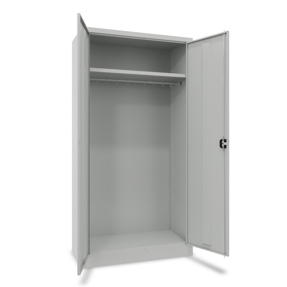 Produktabbildung: PAVOY Flügeltürenschrank mit verzinktem Hutboden und Kleiderstange, HxBxT 1950 x 1000 x 500 mm, lichtgrau/lichtgrau