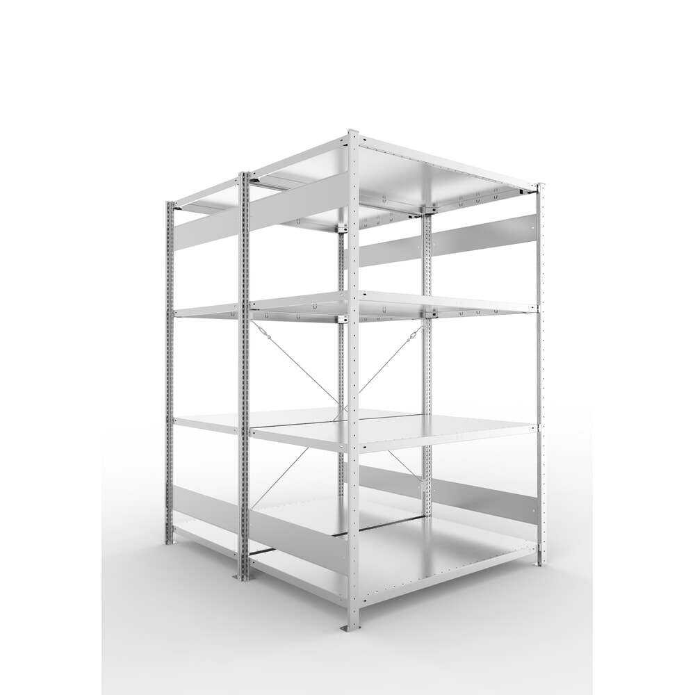Produktabbildung: META Weitspannregal, doppelzeilig, GF, Fachlast 230 kg, verzinkt, HxBxT 2.000 x 1.300 x 600 mm