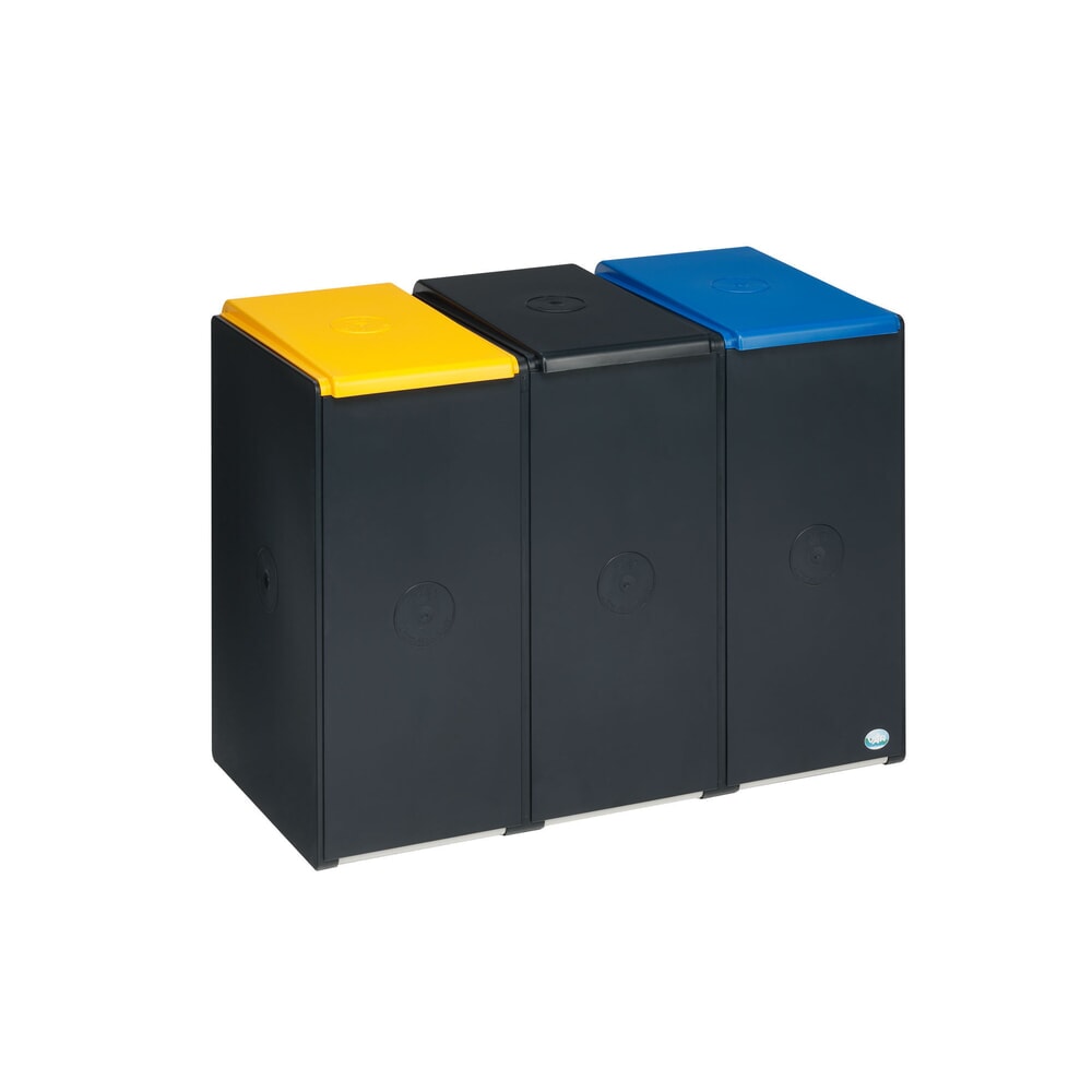 Produktabbildung: VAR® Wertstoffsammler, Inhalt 3 x 40 Liter, mit 3 farbigen Deckeln