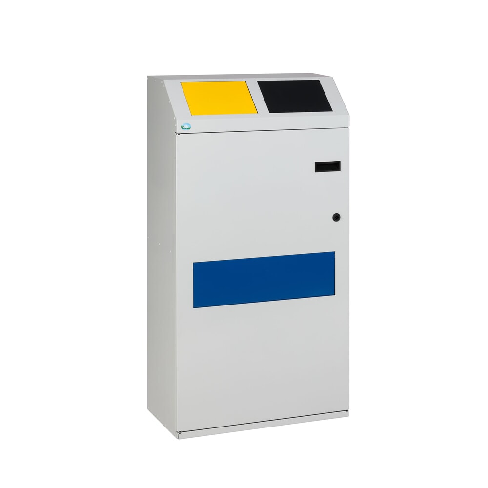 Produktabbildung: VAR® Wertstoffsammler WSS 115, in 2 Ebenen, mit 3 Innenbehältern, lichtgrau