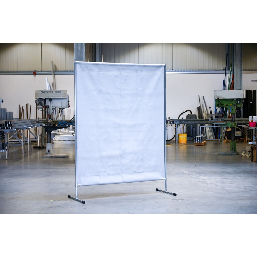 Produktabbildung Nr. 3: Schweisser-Schutzstellwand, Hitzeschutz-/Spritzerschutzdecke gemäss DIN EN 13501-1, BxH 1.400 x 2.000 mm, grau/silber
