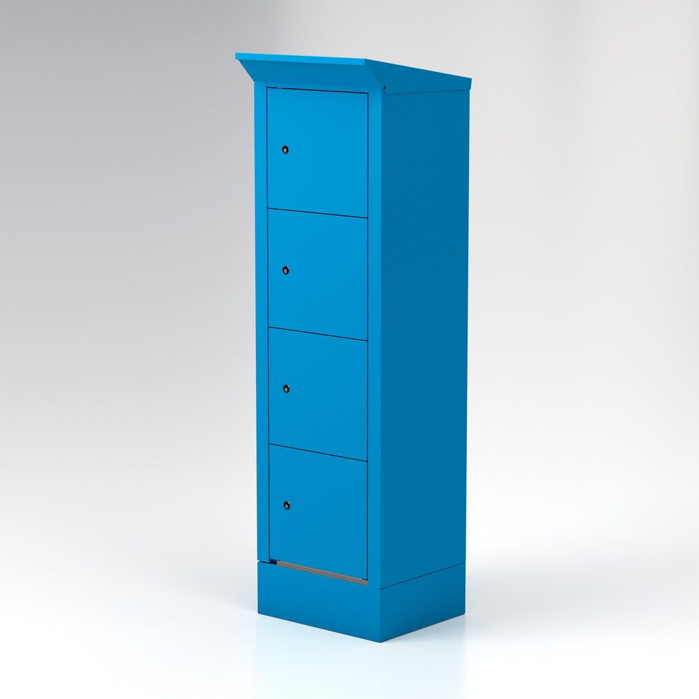 Produktabbildung: Thur Metall Akku-Ladeschrank, Outdoor IP 44, HxBxT 2000 mm x 600 mm x 500 mm, Key Lock, lichtblau