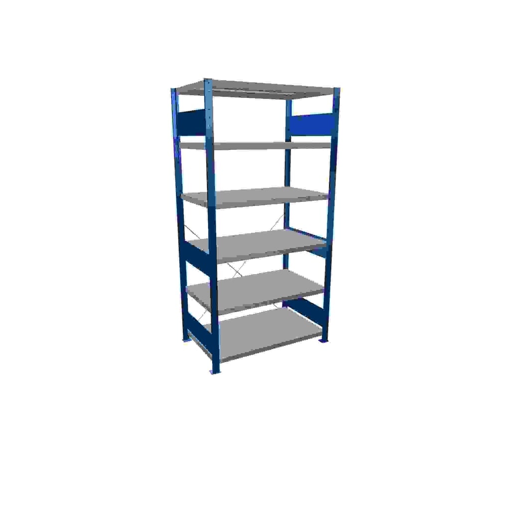 Produktabbildung: SCHULTE Fachbodenregal enzianblau/verzinkt mit 6 Stahlblechböden, Fachlast 330 kg, HxBxT 2.000 x 1.060 x 636 mm