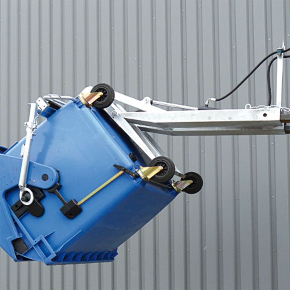 Produktabbildung Nr. 6: Eichinger® Mülltonnenkipper für Stapler, verwendbar für 4-Rollen-Müllgrossbehälter mit 1100 l Volumen, Traglast 600 kg, feuerverzinkt