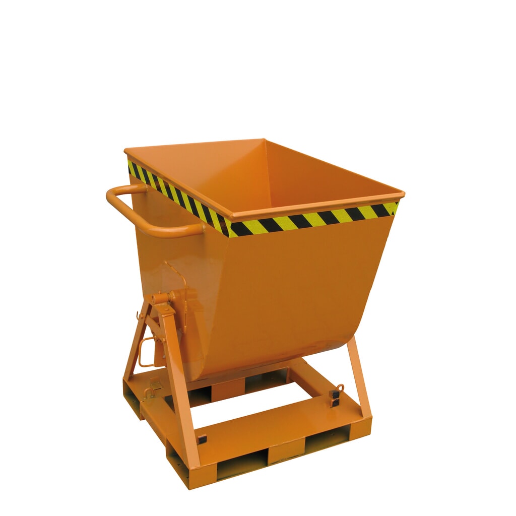Eichinger® Kippmulde 2-seitig kippbar, von 4 Seiten anfahrbar, 500 kg, 300 Liter reinorange Produktabbildung Nr. 1: Eichinger® Kippmulde 2-seitig kippbar, von 4 Seiten anfahrbar, 500 kg, 300 Liter reinorange