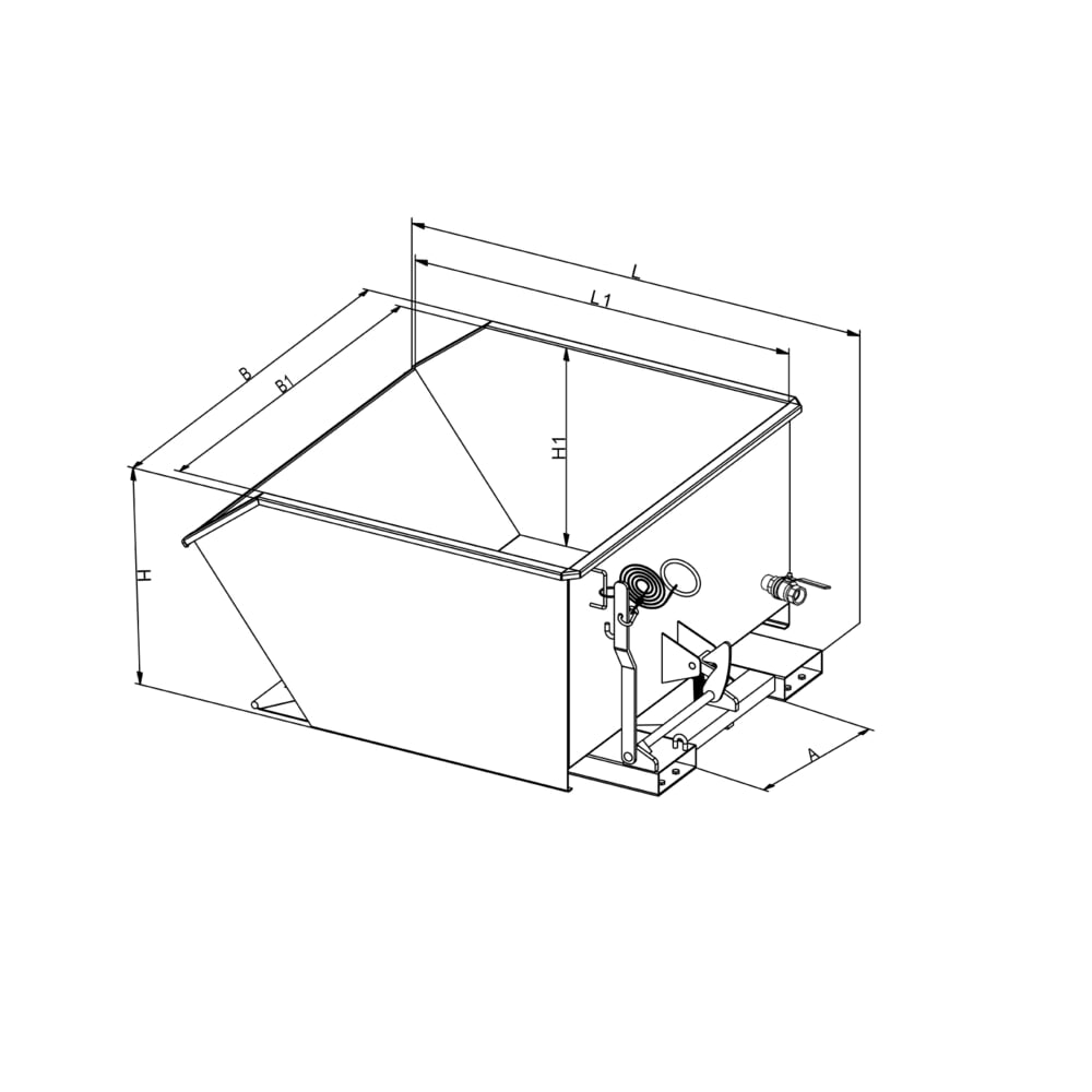 Produktabbildung Nr. 3: Eichinger® Späne-Kippbehälter mit Siebeinsatz und Ablasshahn, 1000 kg, 150 Liter, feuerverzinkt