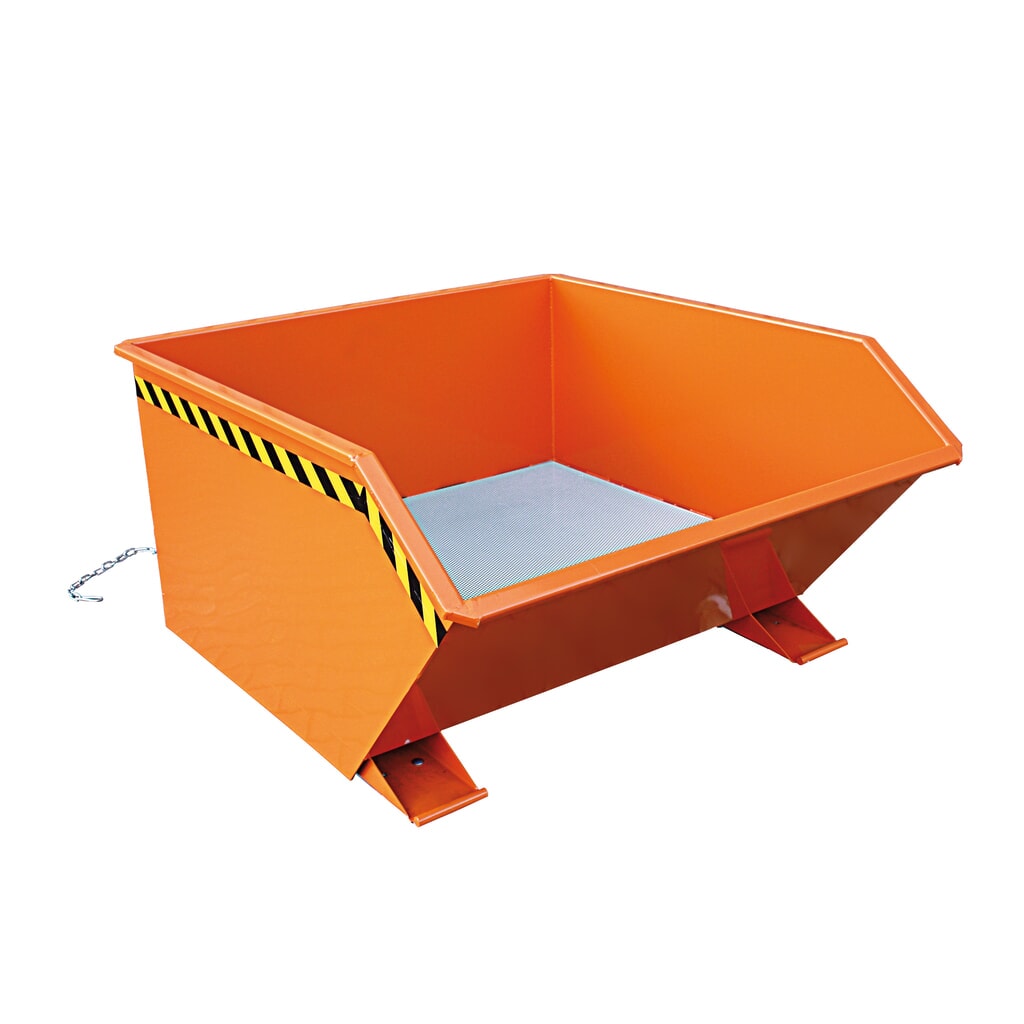 Produktabbildung Nr. 1: Eichinger® Spänebehälter mit Lochblech-Boden und Ablasshahn, 1000 kg, 300 Liter, reinorange