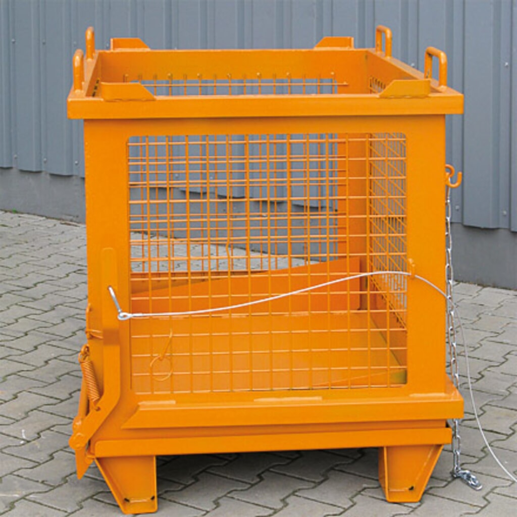 Eichinger® Gitter-Kippbehälter mit entriegelbarer Bodenklappe, 500 kg, 1000 Liter, reinorange Produktabbildung Nr. 3: Eichinger® Gitter-Kippbehälter mit entriegelbarer Bodenklappe, 500 kg, 1000 Liter, reinorange