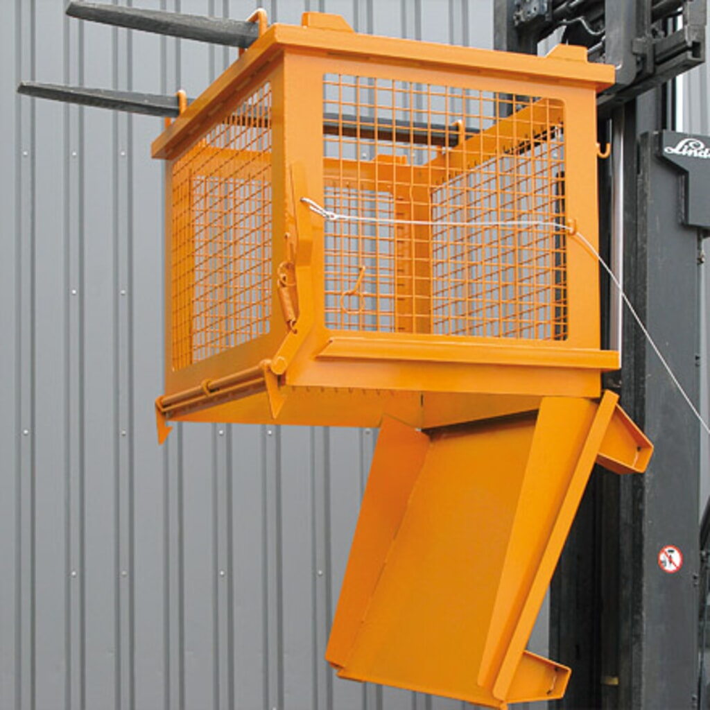 Eichinger® Gitter-Kippbehälter mit entriegelbarer Bodenklappe, 500 kg, 1000 Liter, reinorange Produktabbildung Nr. 4: Eichinger® Gitter-Kippbehälter mit entriegelbarer Bodenklappe, 500 kg, 1000 Liter, reinorange