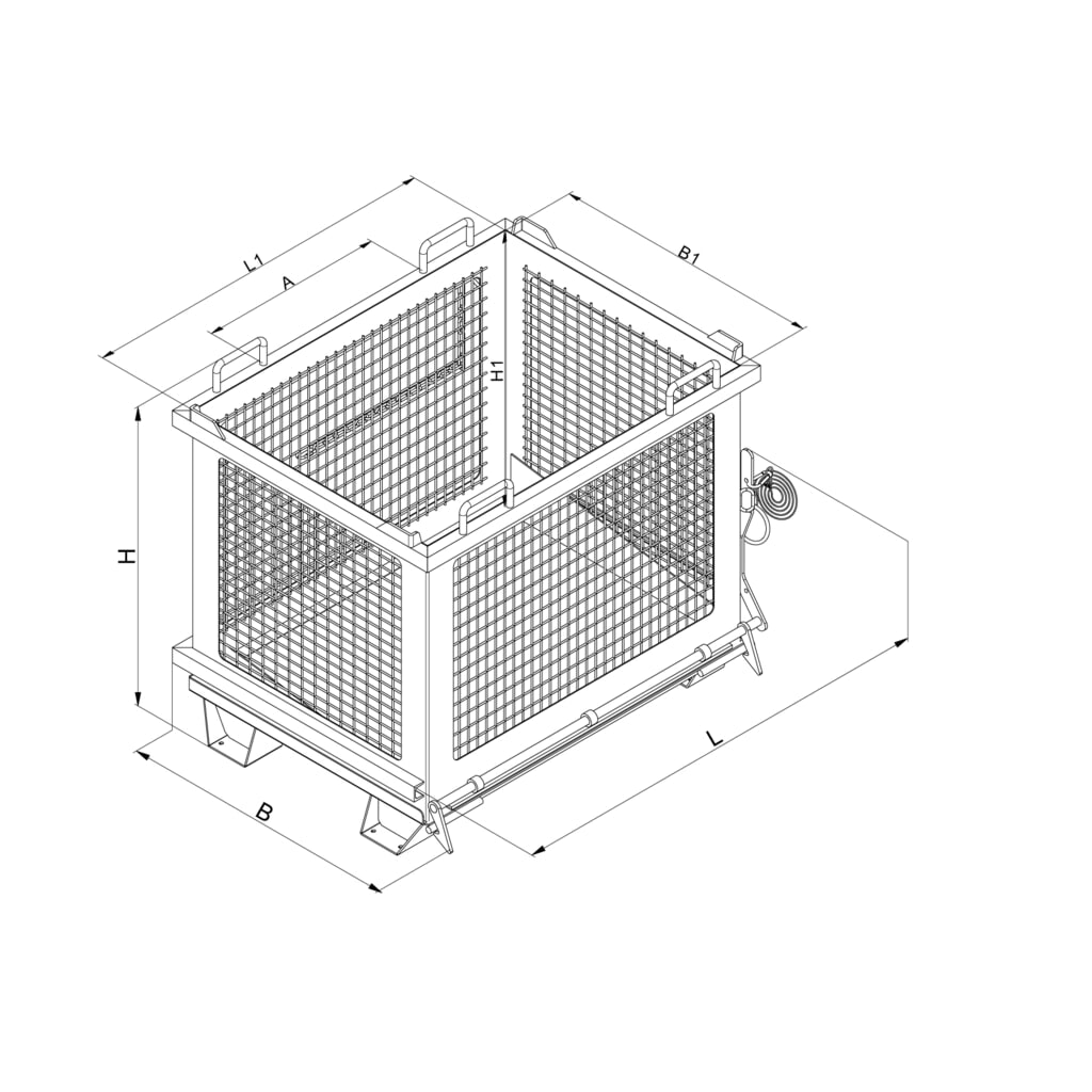 Produktabbildung Nr. 6: Eichinger® Gitter-Kippbehälter mit entriegelbarer Bodenklappe, 500 kg, 1000 Liter, reinorange