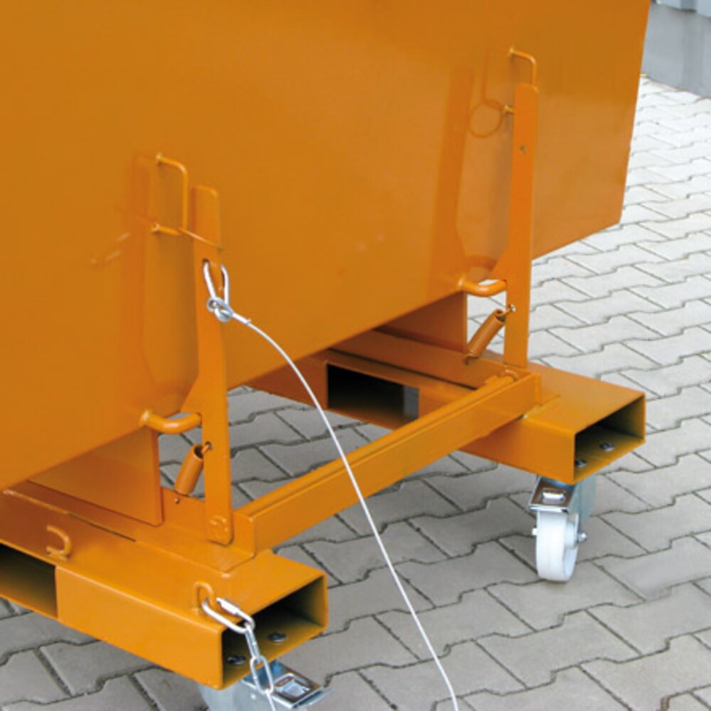 Produktabbildung Nr. 6: Eichinger® Kippbehälter in hoher Bauhöhe, quer zur und in Fahrtrichtung kippbar, 1000 kg, 300 Liter, reinorange