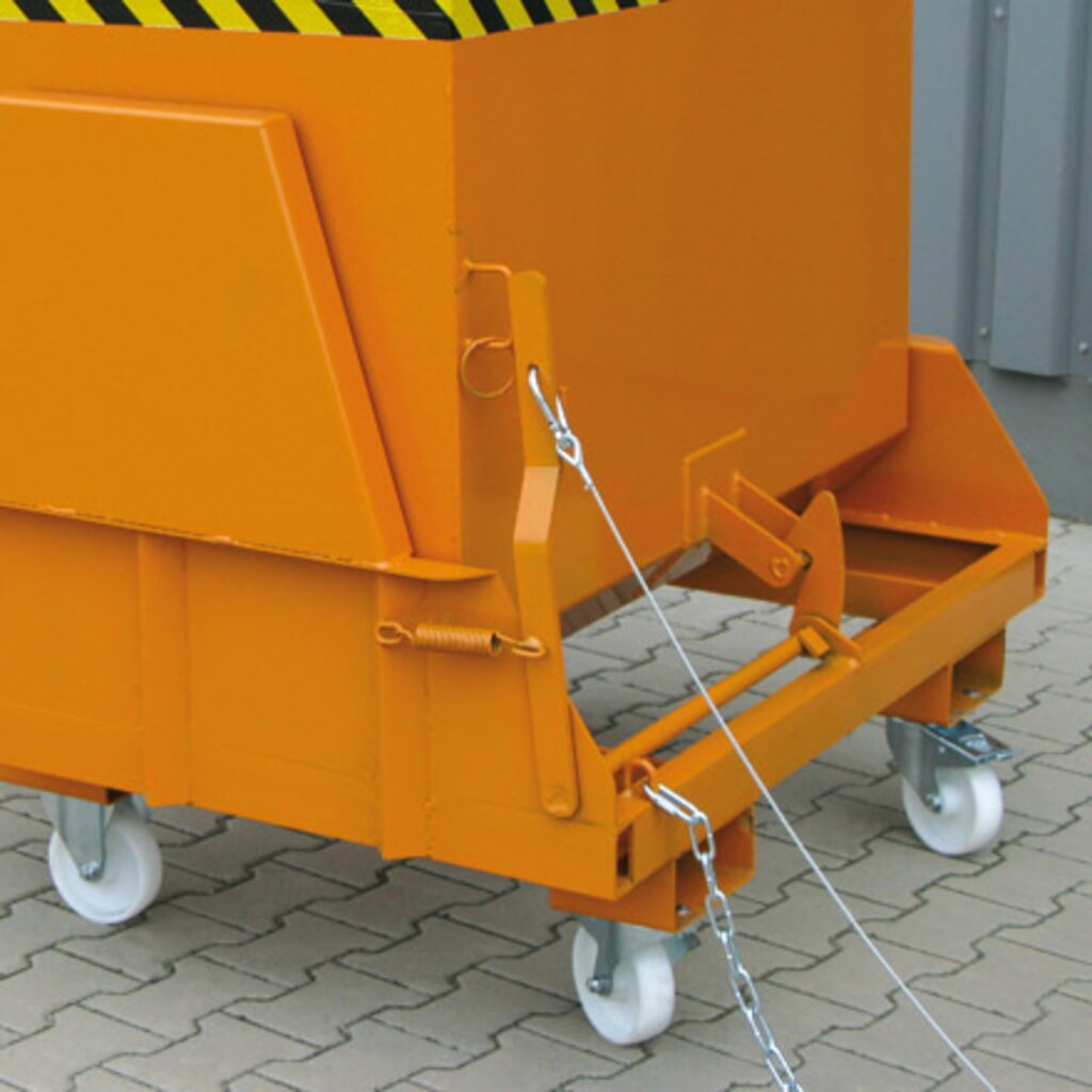 Produktabbildung Nr. 5: Eichinger® Kippbehälter mit geschützten Abrollkufen, 1000 kg, 300 Liter, reinorange