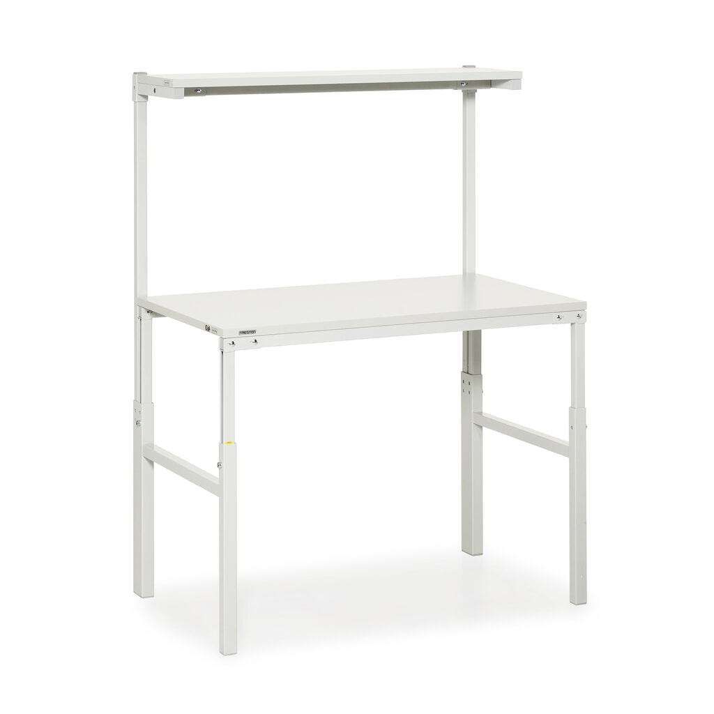 Produktabbildung: TRESTON Arbeitstisch mit Etagenbord, höhenverstellbar, TK 300 kg, BxT 1.200 x 700 mm