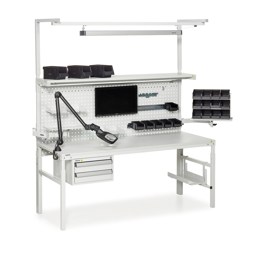 TRESTON TPH-Arbeitstisch mit Etagenboard, ESD, manuell höhenverstellbar, BxT 1.800 x 700 mm Produktabbildung Nr. 5: TRESTON TPH-Arbeitstisch mit Etagenboard, ESD, manuell höhenverstellbar, BxT 1.800 x 700 mm