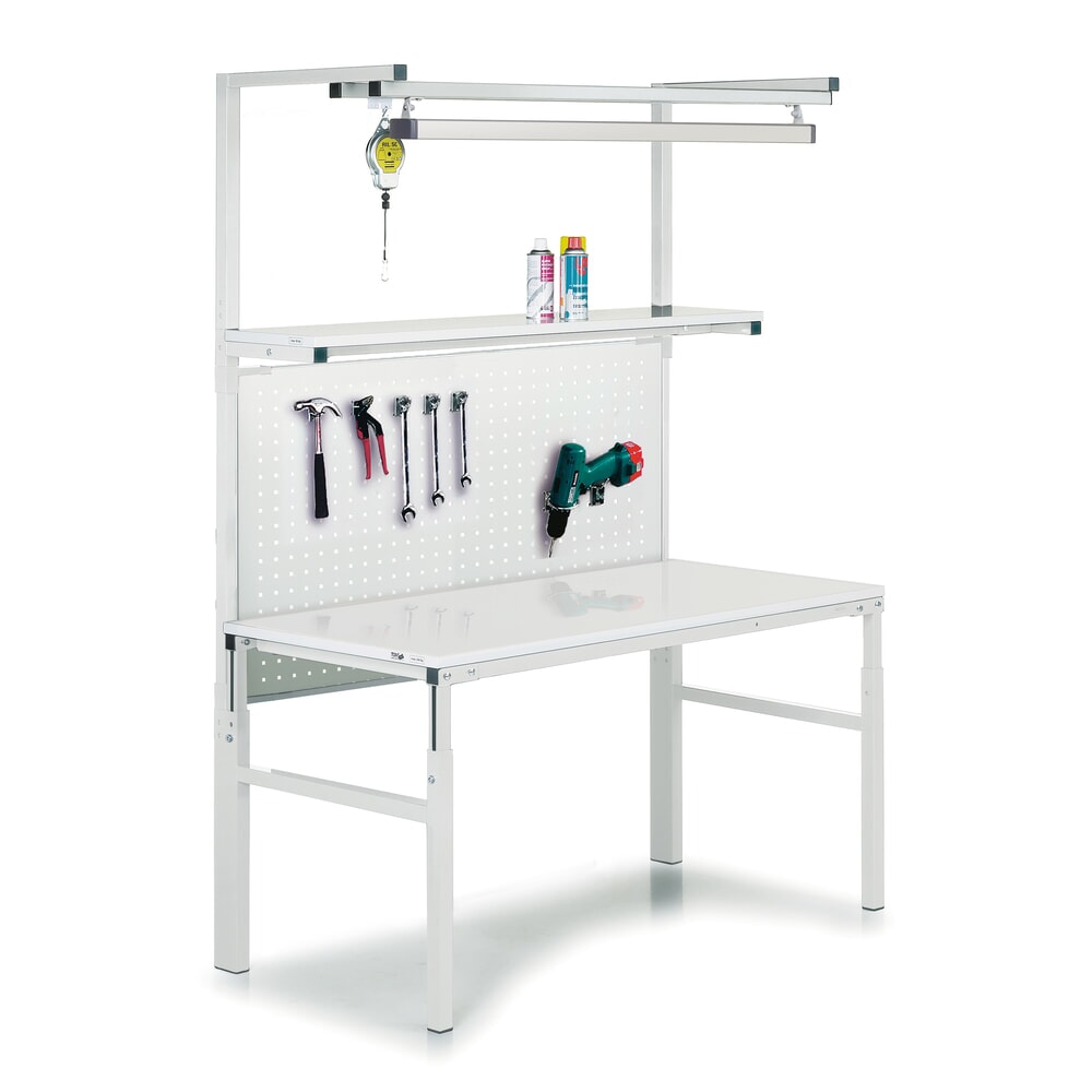 Produktabbildung Nr. 6: TRESTON Arbeitstisch mit Etagenbord, höhenverstellbar, TK 300 kg, BxT 1.200 x 700 mm