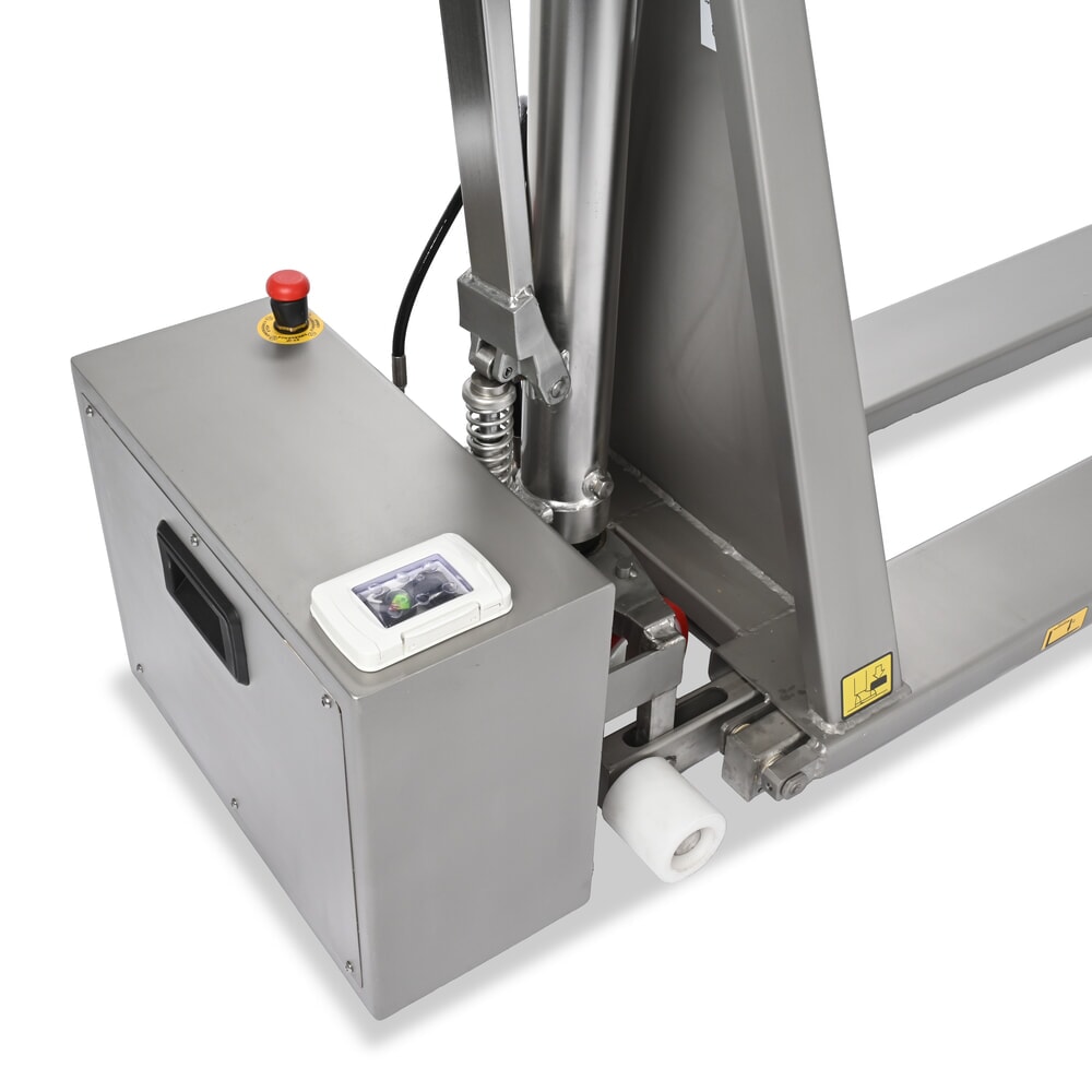 Produktabbildung Nr. 13: Edelstahl-Scherenhubwagen Ameise® PTM 1.0 Scissor INOX, Tragfähigkeit 1000 kg, elektrohydraulisch, Gabellänge 1200 mm, Nylon