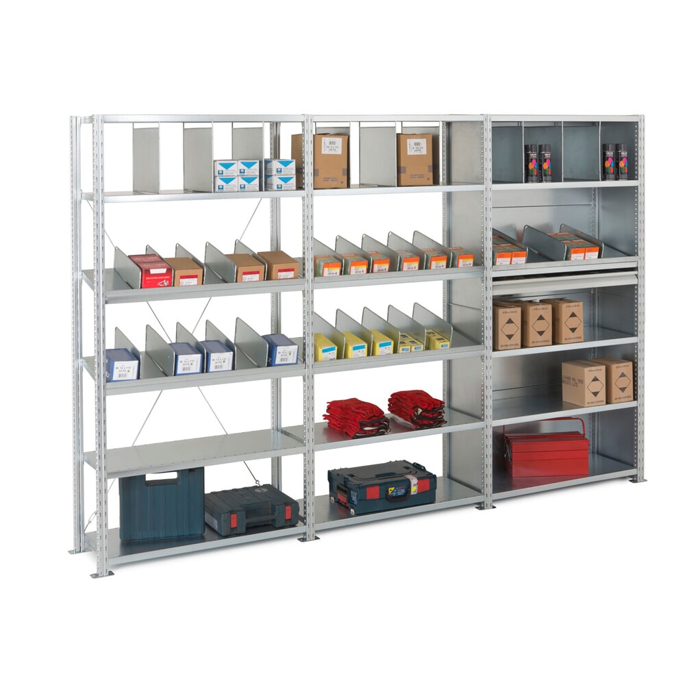 Produktabbildung Nr. 8: ManOrga Fachbodenregal, AF, mit Stahlpaneel-Fachböden, FL 290 kg, verzinkt, HxBxT 2.500 x 1.300 x 600 mm