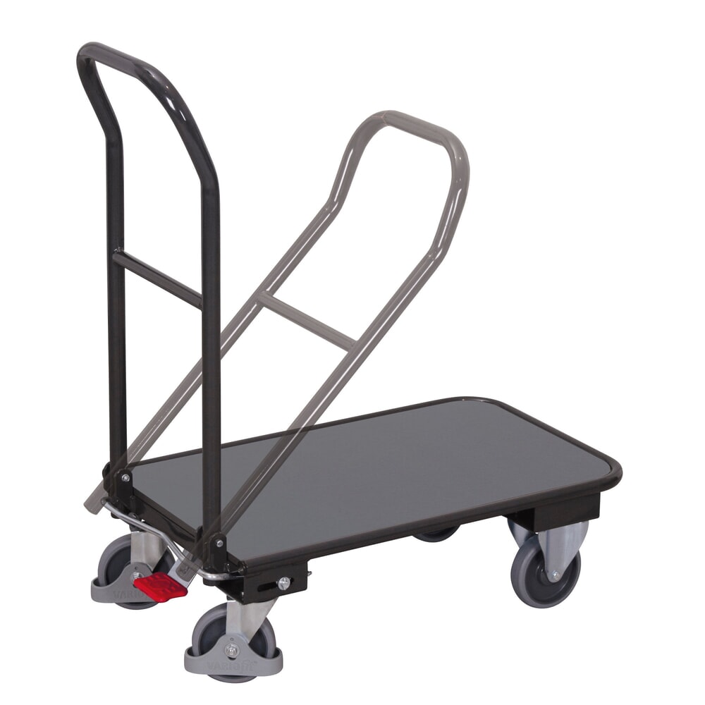 Produktabbildung: VARIOfit® Klappwagen, Stahlgestell, Holzwerkstoff-Ladefläche, EasySTOP®-Bremssystem, HxBxT 940 mm x 815 mm x 450 mm, anthrazitgrau