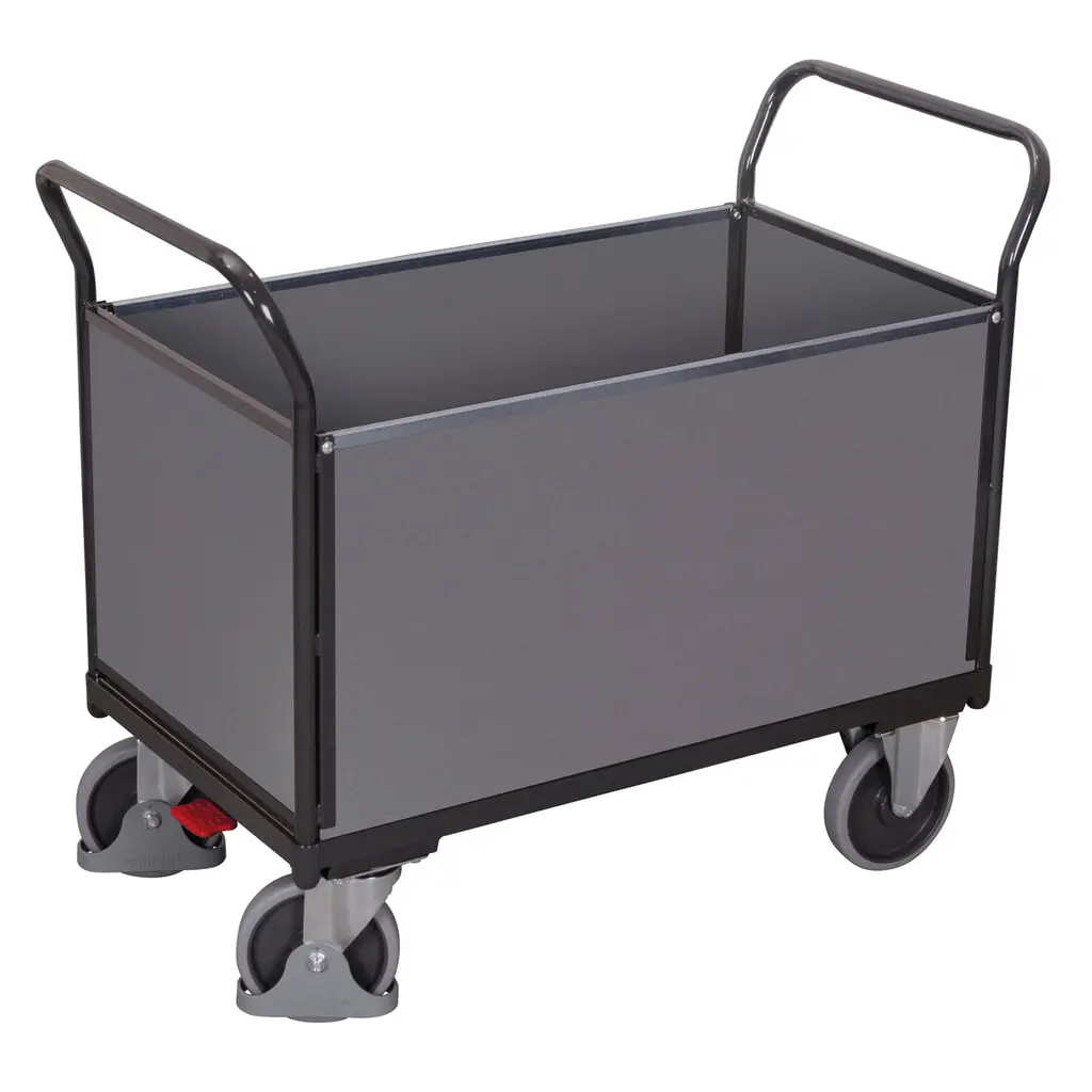 Produktabbildung: VARIOfit® Vierwandwagen, Holzwerkstoffplatten, HxBxT 975 mm x 1040 mm x 500 mm, Tragfähigkeit 400 kg, anthrazitgrau