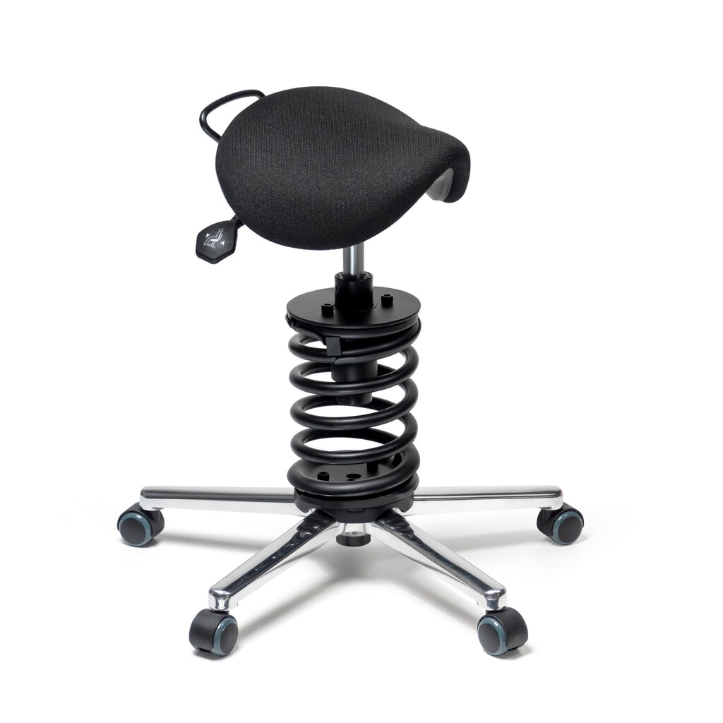 Produktabbildung Nr. 1: meychair Drehhocker Assistant Pro A34, stufenlos höhenverstellbar, Aluminiumgestell, Stoffsitz, Sitzhöhe 600 mm – 670 mm, Sitz-Stop-Rollen
