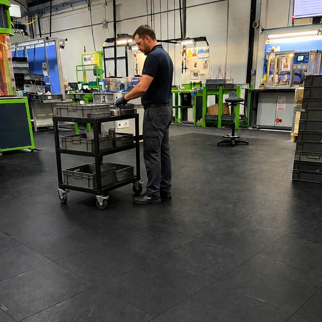 REBOURNE® Anti-Ermüdungsmatte H6, glatte Oberfläche, modulare Kachel, BxL 460 mm x 460 mm Produktabbildung Nr. 1: REBOURNE® Anti-Ermüdungsmatte H6, glatte Oberfläche, modulare Kachel, BxL 460 mm x 460 mm