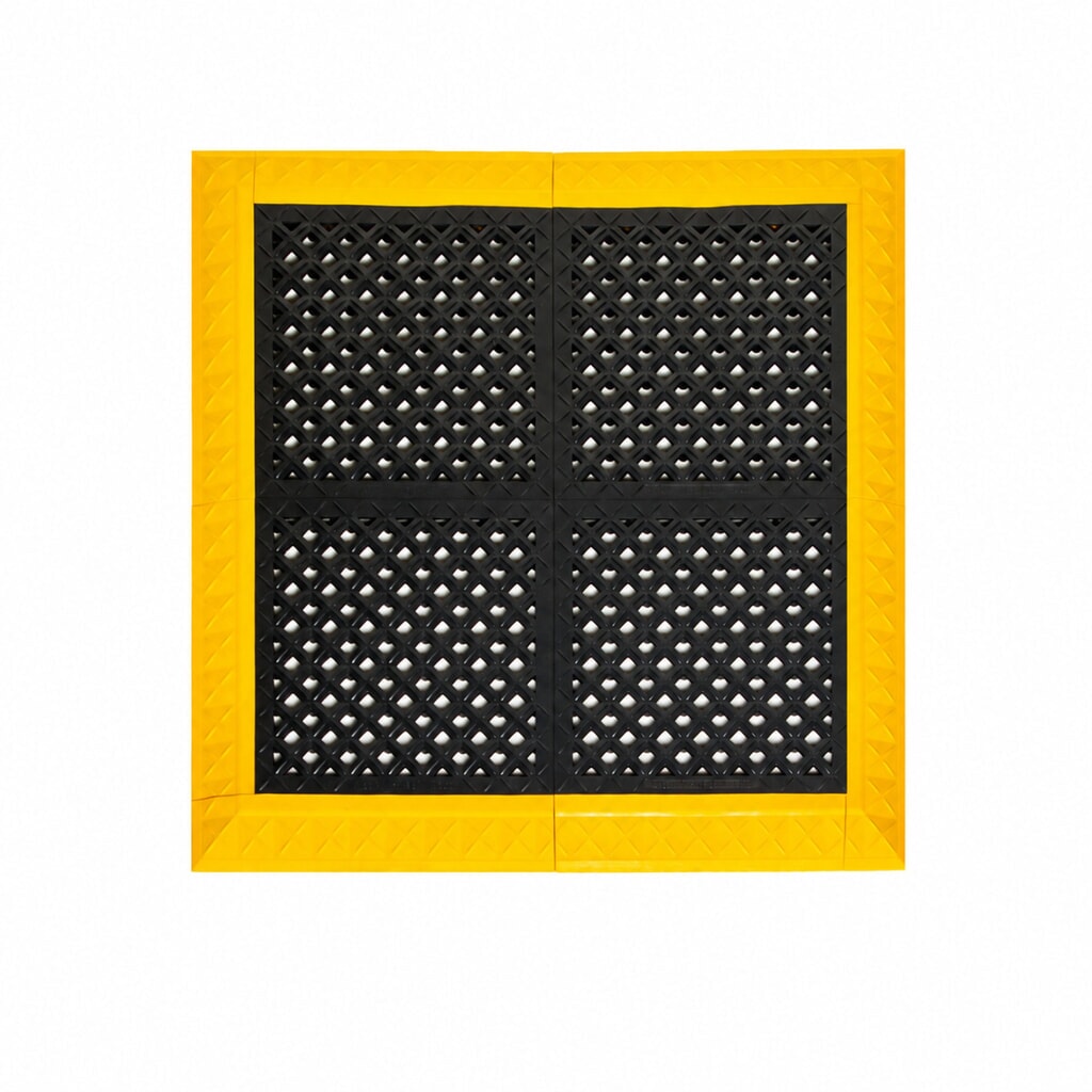 REBOURNE® Anti-Ermüdungsmatte H2, hochbelastbar, gelochte Oberfläche, Arbeitsplatz-Set mit 4 Randleisten, BxL 1120 mm x 1120 mm Produktabbildung Nr. 2: REBOURNE® Anti-Ermüdungsmatte H2, hochbelastbar, gelochte Oberfläche, Arbeitsplatz-Set mit 4 Randleisten, BxL 1120 mm x 1120 mm