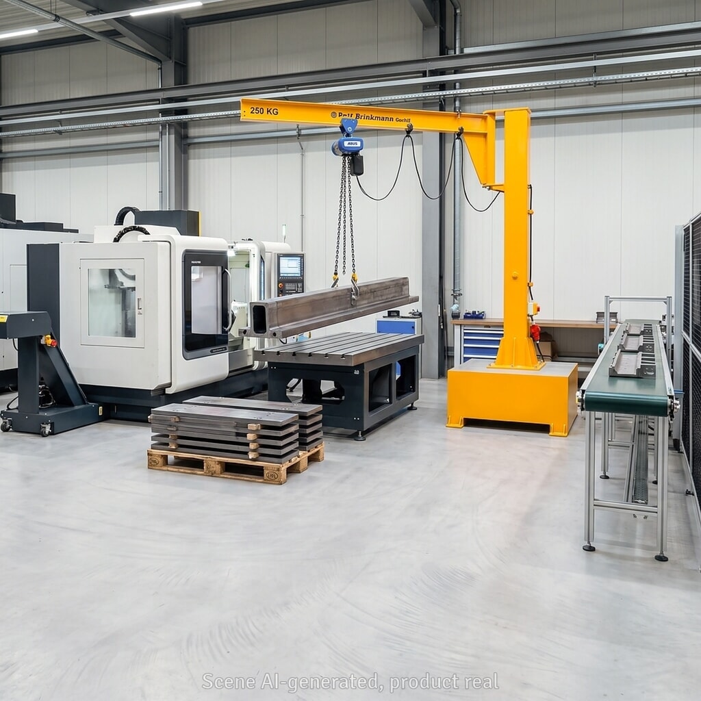 Produktabbildung Nr. 9: Brinkmann mobiler Säulenschwenkkran mit Stahl Ausleger, ABUS Kettenzug, Tragfähigkeit 160 kg, Ausladung 2 m