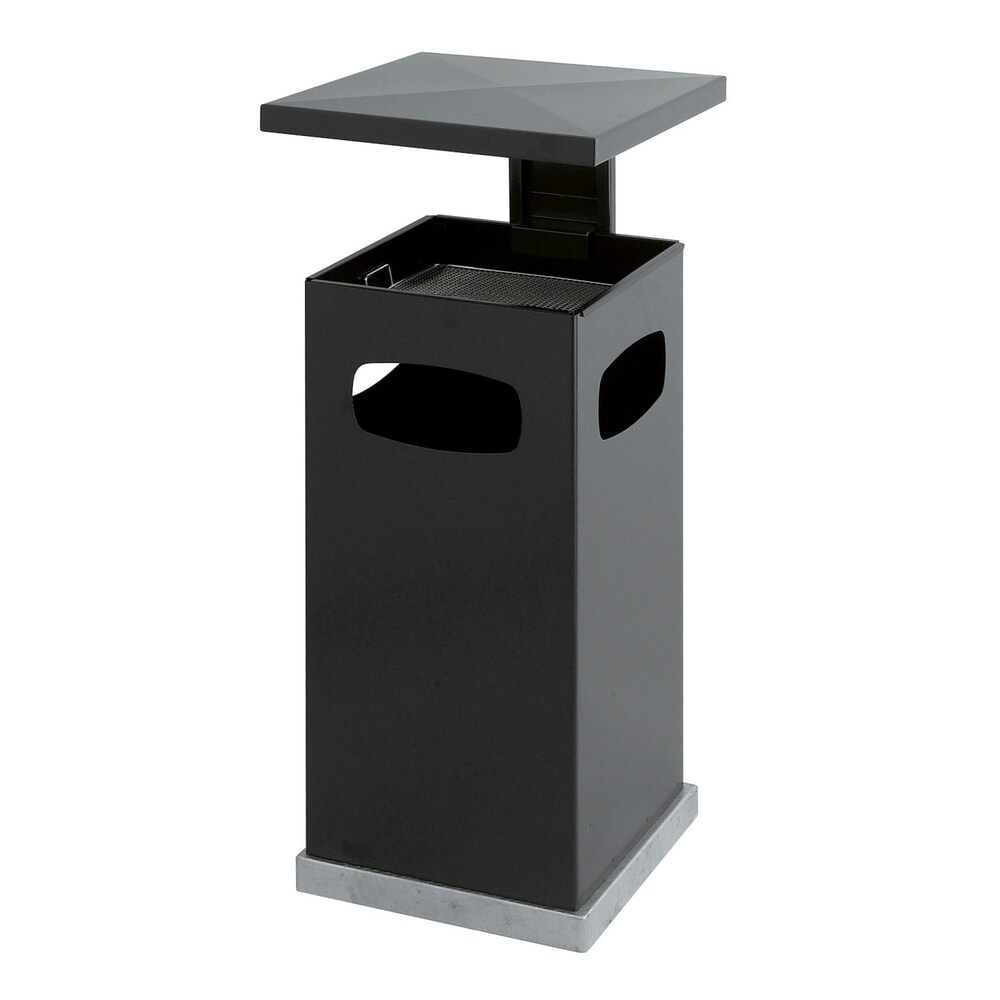 Produktabbildung: Ascher-Abfall-Kombination aus Stahl, quadratisch, abnehmbares Dach, 70 Liter, anthrazit