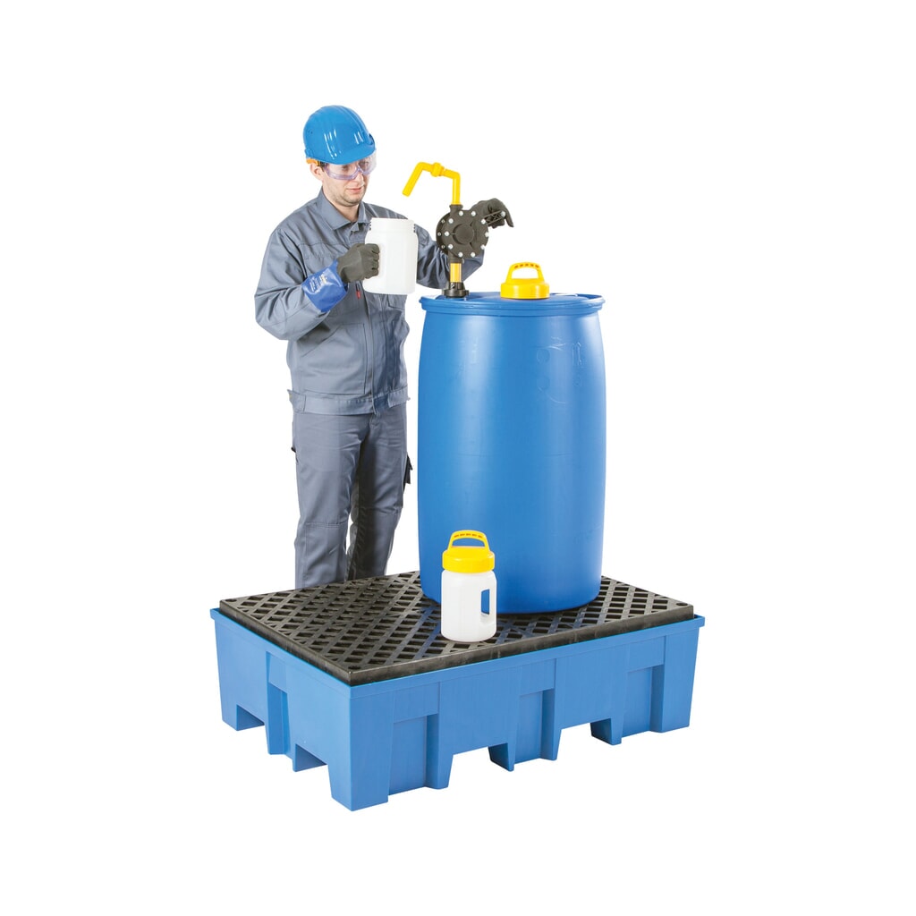 Produktabbildung Nr. 2: asecos® Auffangwanne aus PE mit Einfahrtaschen, 2x 200 l, HxBxT 350 x 865 x 1.245 mm, Gitterrost aus PE
