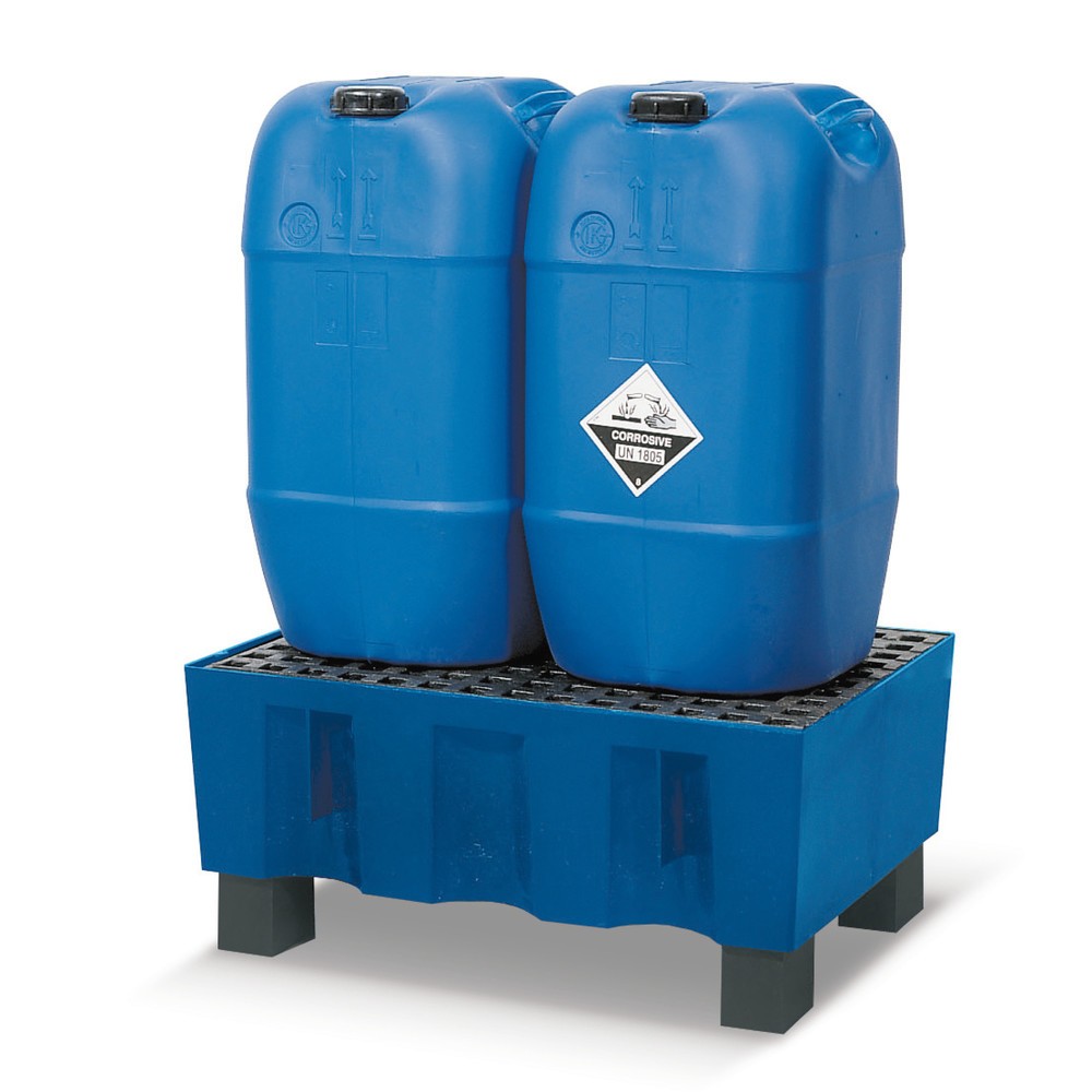 Produktabbildung: asecos® Auffangwanne aus PE für 60-Liter-Gebinde, Sockelfüsse, HxBxT 330 x 725 x 525 mm, ohne Gitterrost