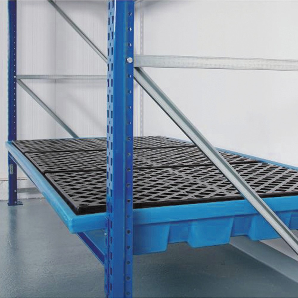 Produktabbildung: asecos® Einhänge-Auffangwanne aus PE, Gitterrost aus PE, HxBxT 250 x 900/1.300 x 1.780 mm