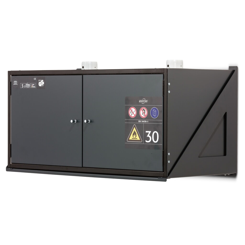 asecos® Brandschutzschrank Typ 30, Wandmontage, mit Bodenwanne, HxBxT 485 x 995 x 470 mm Produktabbildung: asecos® Brandschutzschrank Typ 30, Wandmontage, mit Bodenwanne, HxBxT 485 x 995 x 470 mm