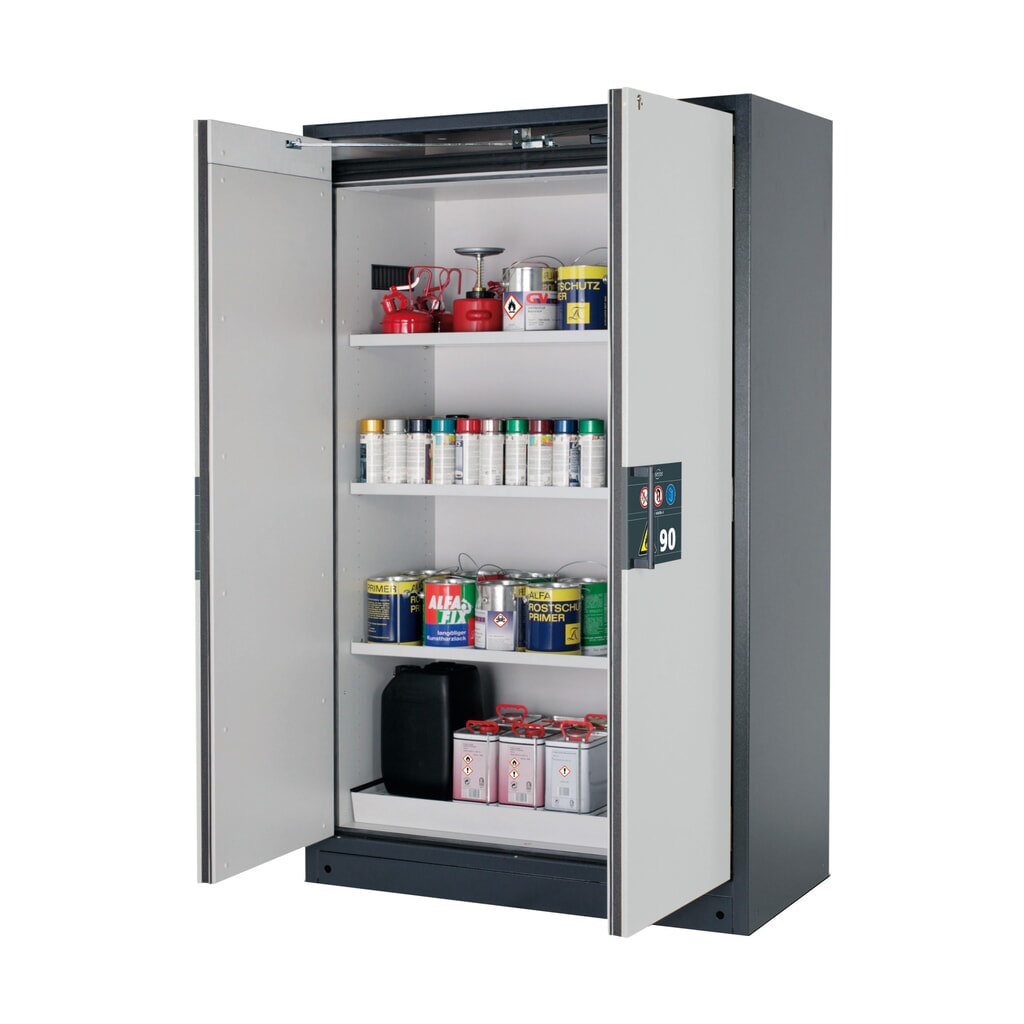 asecos® Brandschutzschrank Q-PEGASUS/Typ 90, 3 Fachböden, HxBxT 1.953 x 1.193 x 615 mm, lichtgrau Produktabbildung: asecos® Brandschutzschrank Q-PEGASUS/Typ 90, 3 Fachböden, HxBxT 1.953 x 1.193 x 615 mm, lichtgrau