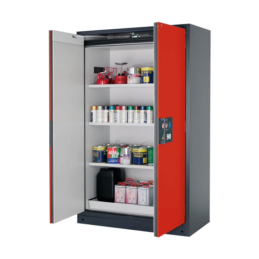 asecos® Brandschutzschrank Q-PEGASUS/Typ 90, 3 Fachböden, HxBxT 1.953 x 1.193 x 615 mm, verkehrsrot Produktabbildung: asecos® Brandschutzschrank Q-PEGASUS/Typ 90, 3 Fachböden, HxBxT 1.953 x 1.193 x 615 mm, verkehrsrot