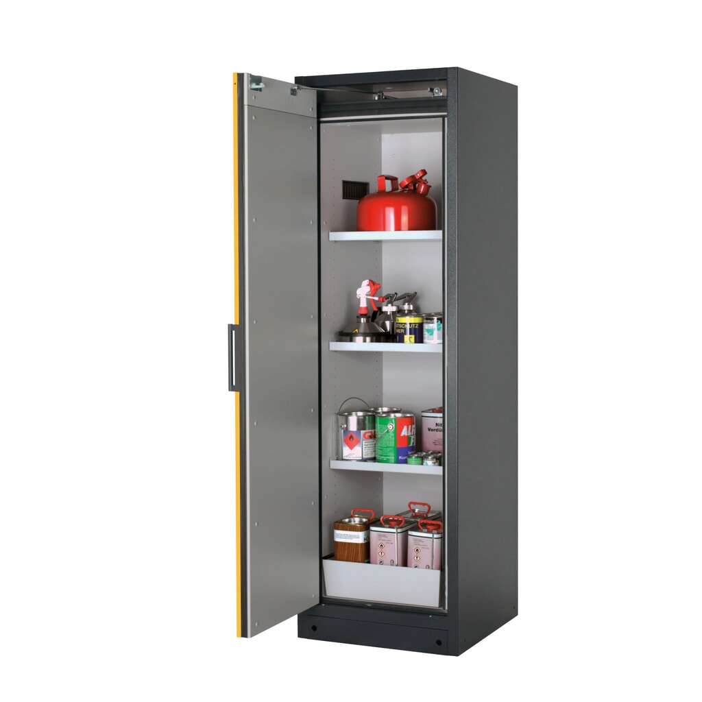 asecos® Brandschutzschrank Q-PEGASUS/Typ 90, 3 Fachböden, HxBxT 1.953 x 599 x 615 mm, goldgelb Produktabbildung: asecos® Brandschutzschrank Q-PEGASUS/Typ 90, 3 Fachböden, HxBxT 1.953 x 599 x 615 mm, goldgelb
