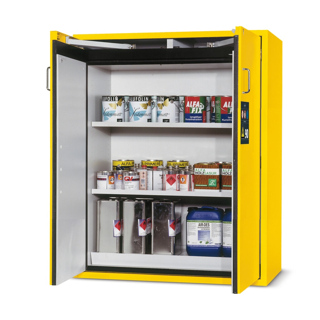 Produktabbildung: asecos® Brandschutzschrank S-CLASSIC/Typ 90, HxBxT 1.298 x 1.200 x 615 mm, goldgelb
