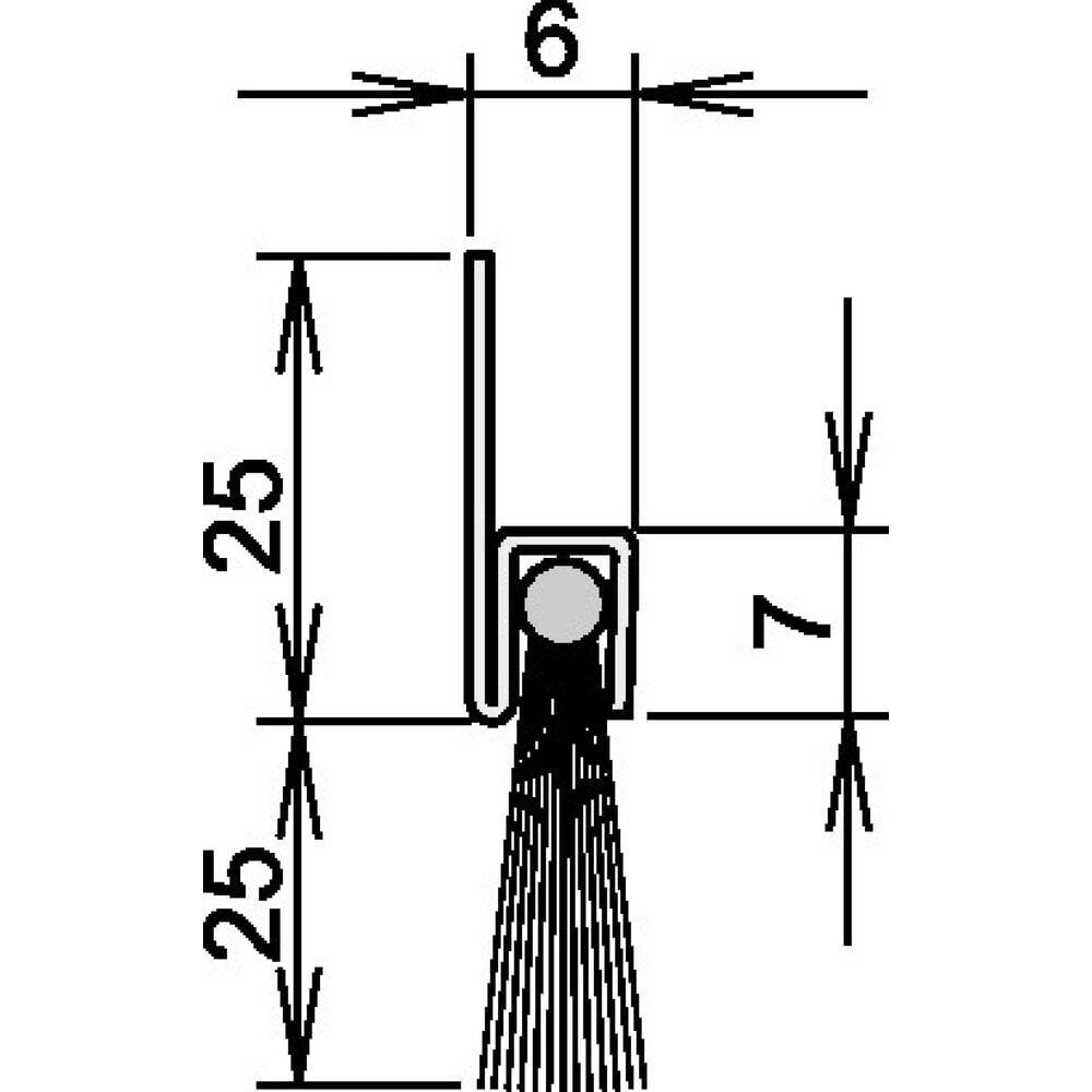 Produktabbildung: ATHMER Bürstentürdichtung, Länge 1100 mm, Rosshaar mixed Aufschrauben