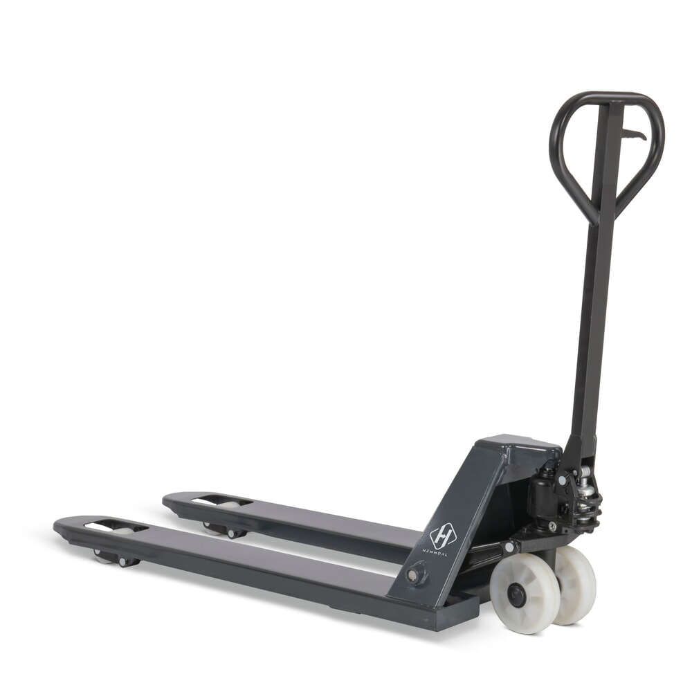 Produktabbildung: Hubwagen HEMMDAL PTM 2.0, Tragfähigkeit 2000 kg, Gabellänge 1150 mm, Nylon-Lenkräder, Nylon-Gabelrollen, Einfachbereifung