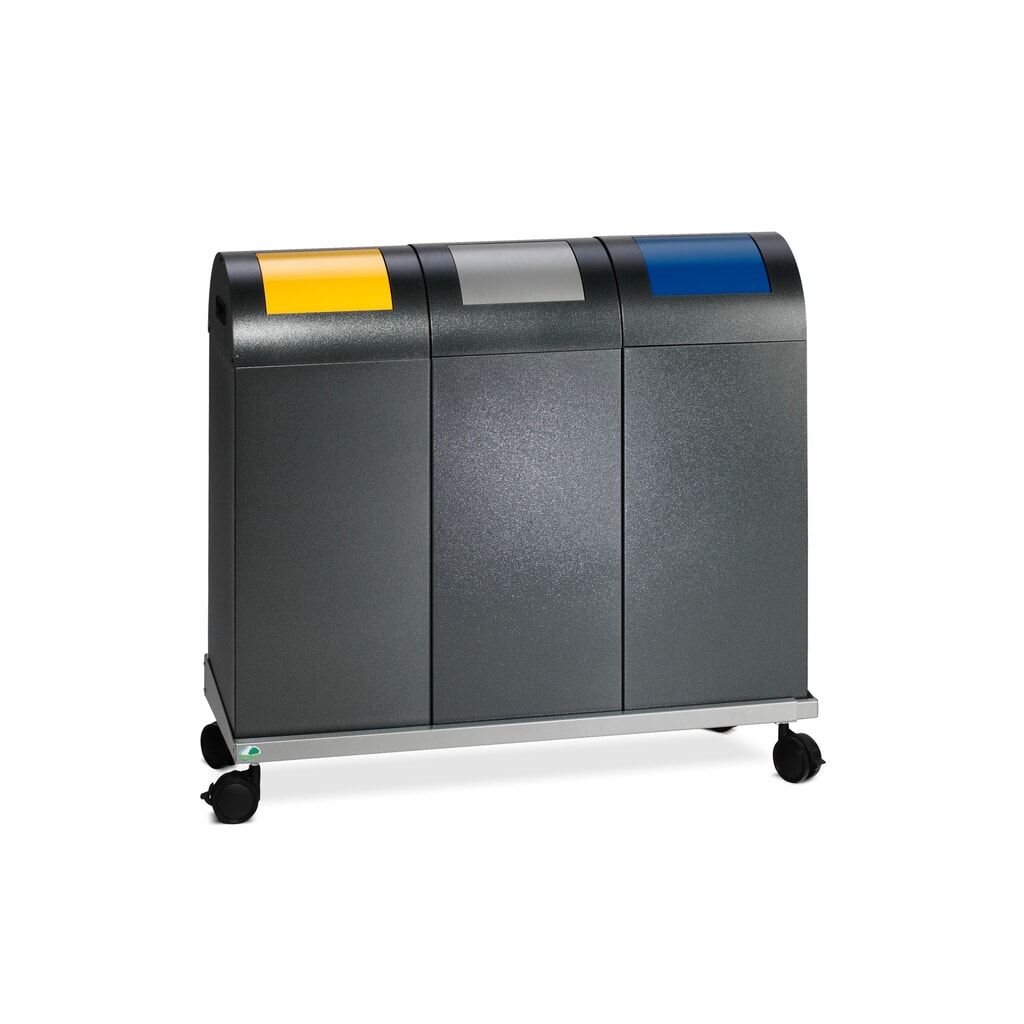 Produktabbildung Nr. 3: VAR® Wertstoffsammler, 60 Liter, selbstlöschend, Korpus antik-silber, Deckel rund/blau