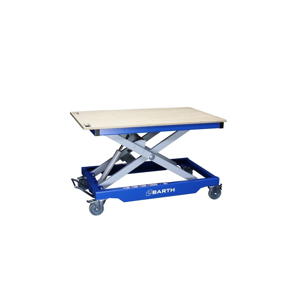 Produktabbildung Nr. 1: BARTH Montage-Hubtischwagen H400 mit Multiplex-Arbeitsplatte, Tragkraft 400 kg, Plattform 1.245 x 740 x 24 mm