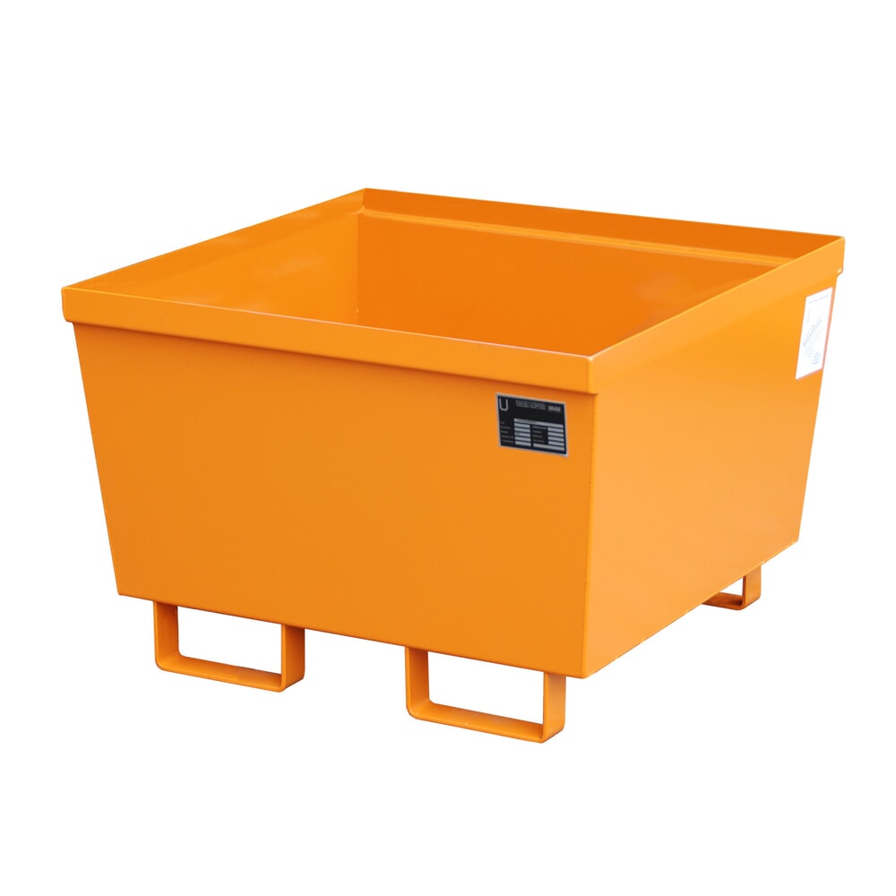 Produktabbildung: Bauer® Auffangwanne aus Stahl, stapelbar, HxBxT 545 x 800 x 800 mm, ohne Gitterrost, gelborange