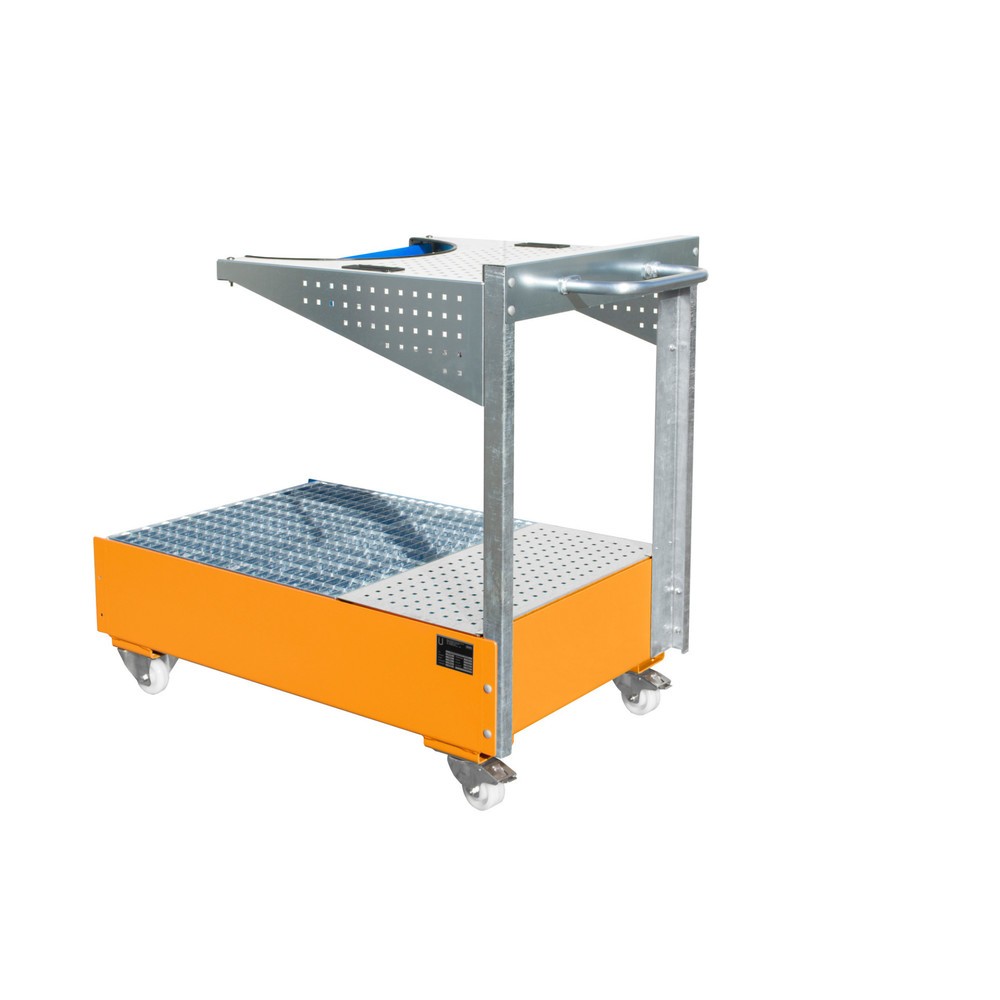 Produktabbildung Nr. 1: Bauer® Fahrbare Auffangwanne aus Stahl LPW, inkl. Lochplattenkonsole u. Haltegurt, gelborange