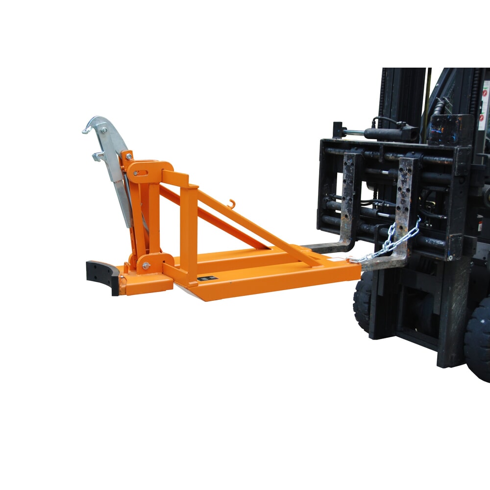 Produktabbildung Nr. 2: Bauer® Fassgreifer, Kunststoff-Deckelfässer, Stapleranbau, Tragkraft 800 kg, RAL 2000 gelborange