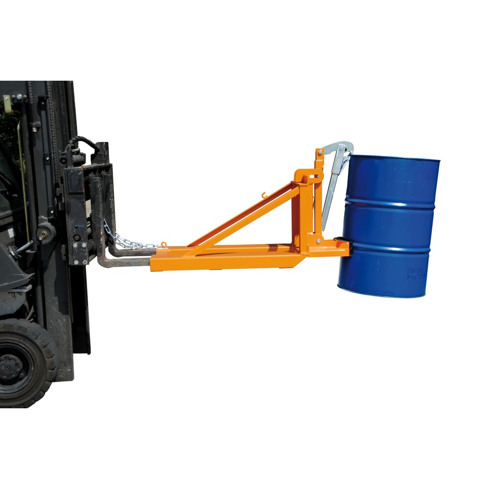 Produktabbildung Nr. 3: Bauer® Fassgreifer, Stahl- und Kunststoff-L-Ringfässer, Stapleranbau, Tragkraft 800 kg, RAL 2000 gelborange
